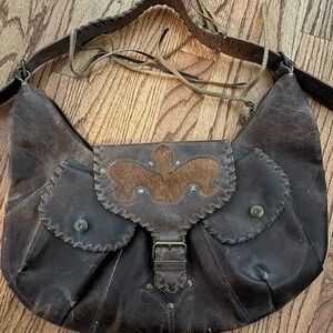 Dark Brown Leather Saddle Bag